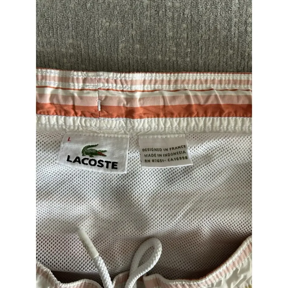 Lacoste Men’s Strip Swim Trunks Shorts Board L Made In France Sailing Club